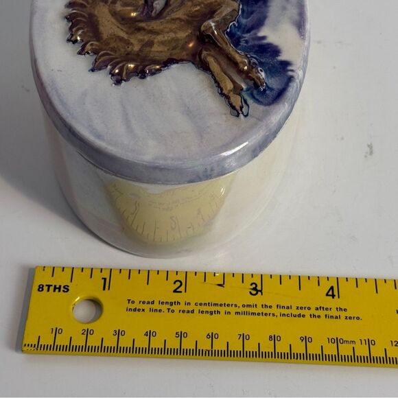 VTG Hand-painted Iridescent Ceramic Unicorn Trinket Box 80s - Picture 10 of 12